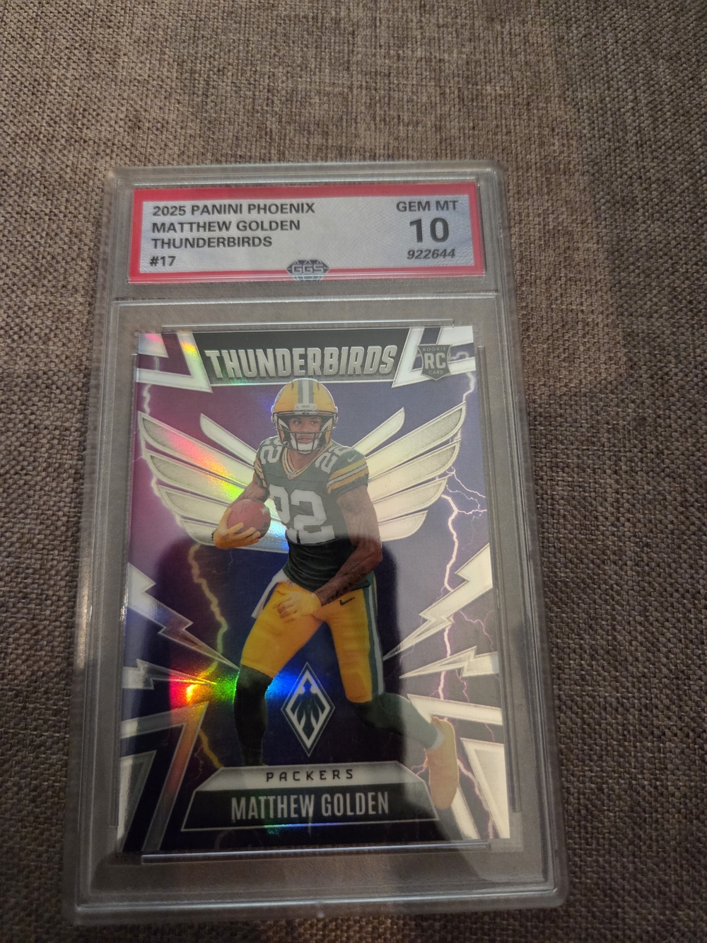Thunderbirds Matthew Golden Football Trading Card - Purple/Yellow